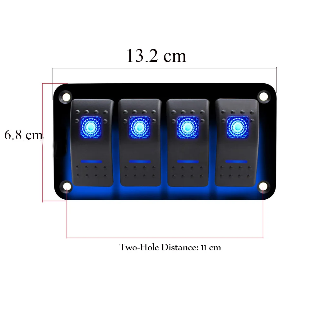 4/6 панель автомобильного переключателя 12~ 24 В автоматические выключатели защита от перегрузки лодка кулисный переключатель панель управления с двойной светодиодный светильник