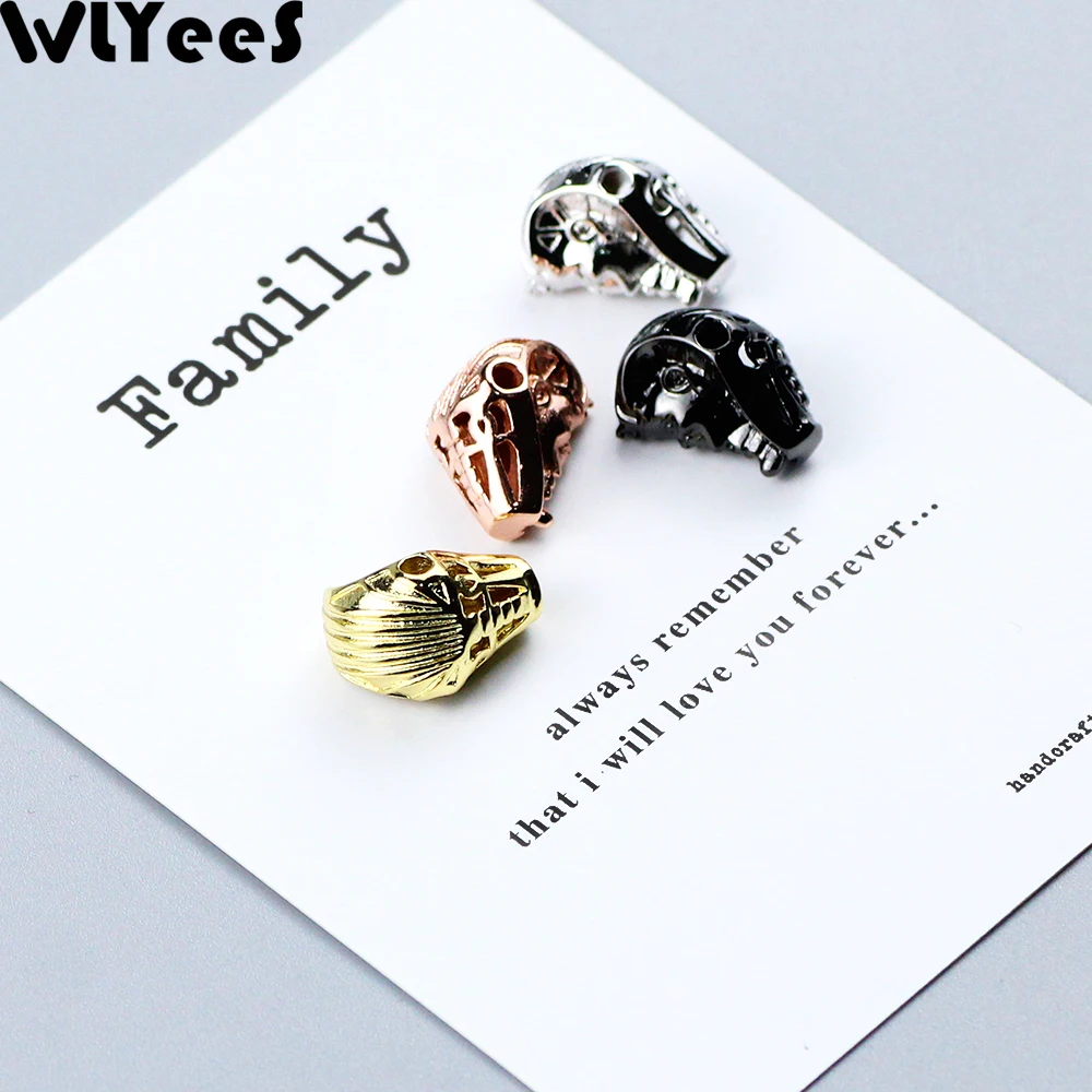 

WLYeeS 4pcs White Zircon Pharaoh Face Pendant Copper bead Charm Metal Loose bead for Jewelry bracelet&Bangle making DIY Finding
