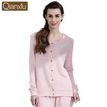 Qianxiu пижамы кардиган салон одежда о-образным вырезом салон одежда пижамы женщины пижамы установить