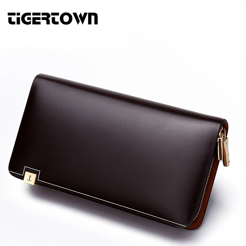 

Fashion Men's Long Section Cowhide Genuine Leather Purse Hasp Wallet Large Clutch High Quarlity Phone Bag For Men