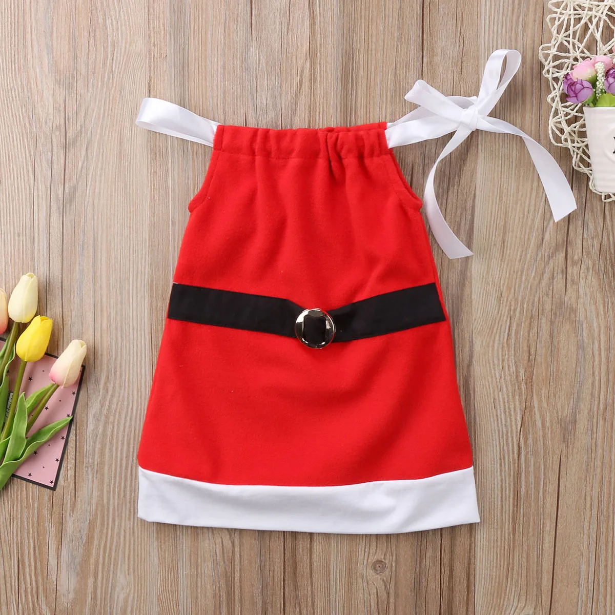 Christmas Toddler Girls Kids Santa Strap Tops Dress Party Dresses