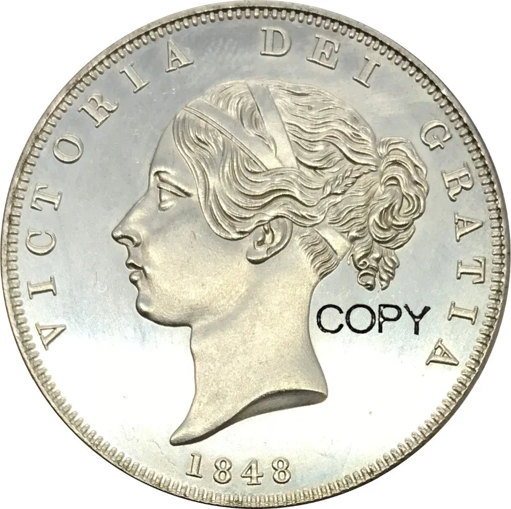 Большая Великобритания 1/2 Корона 1848 Виктория молодая голова купроникель