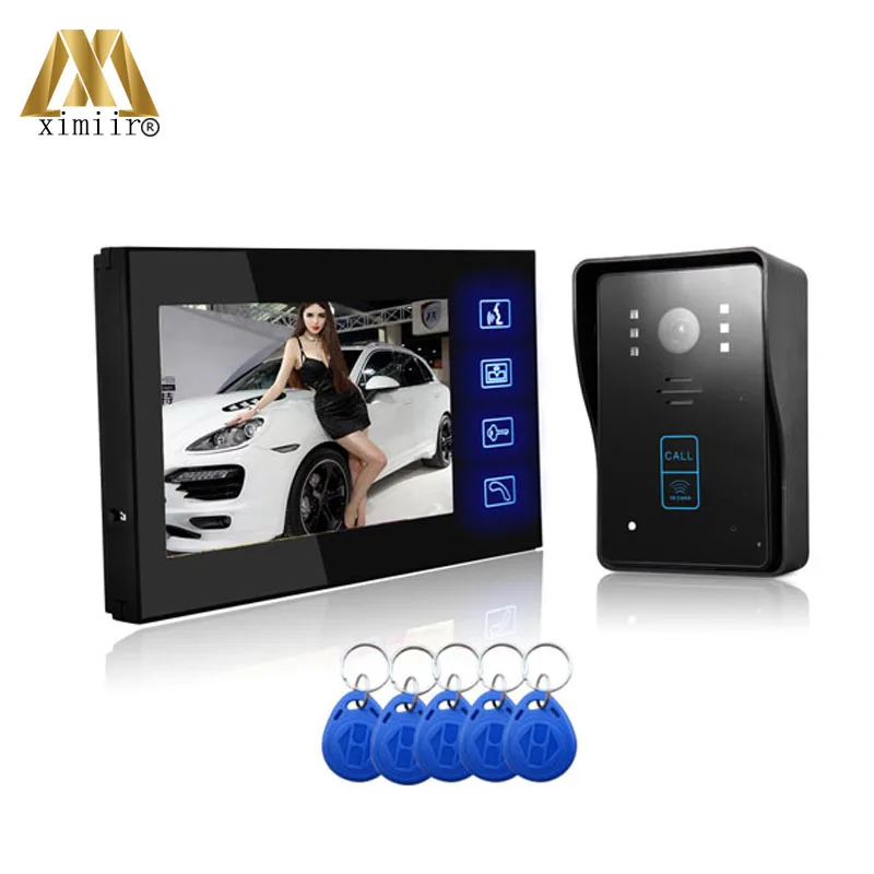 Video doorphone one to one intercom system new touch keypad with IR camera RFID Keyfobs card reader 806MJID11