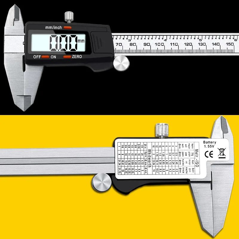 Штангенциркуль с цифровым дисплеем из нержавеющей стали 150 мм/дюймовая высокая точность штангенциркуль из нержавеющей стали