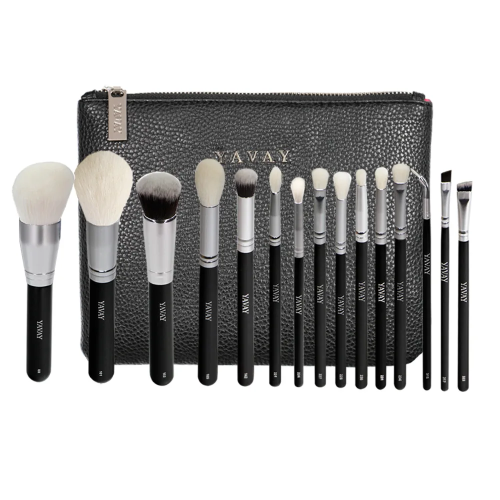 

YAVAY 15 Pcs Complete Makeup Brushes Set Professional Luxury Set Make Up Tools Kit Powder Blending Brushes High Quality Y15B