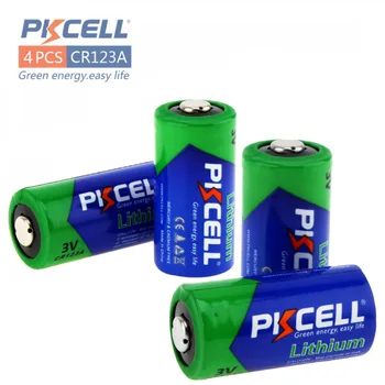 

PKCELL 4 Pieces 2/3A Batteries CR123A CR123 CR 123 CR17335 123A CR17345(CR17335) 16340 3V Battery Batteries for Carmera