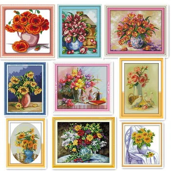 

Beautiful flower vases, flowers, handmade, DIY, sewing, embroidery, cross-stitch, kit, needlework, pretty, vase decoration