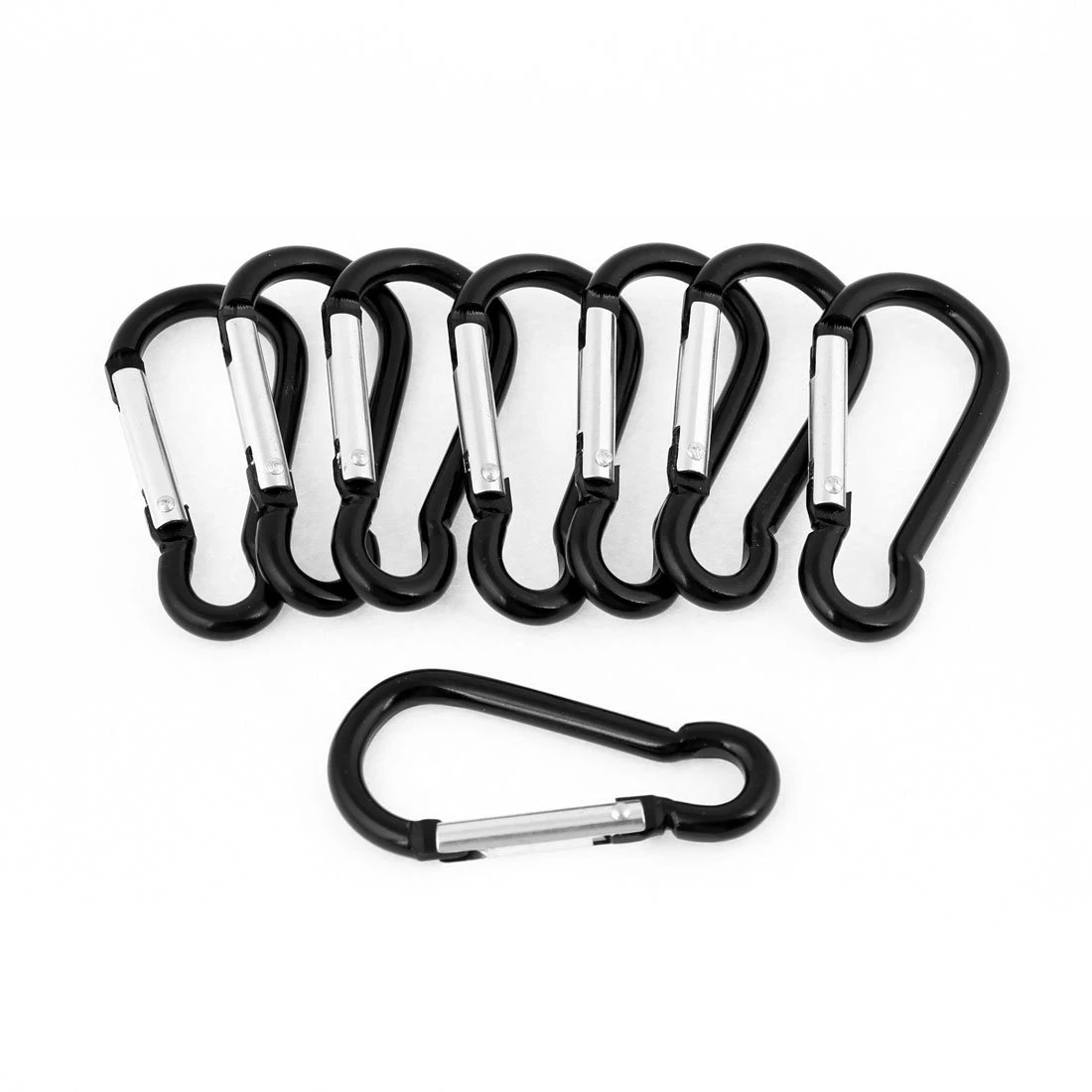 JHO Outdoor Hiking Black Spring Clip Lock Carabiner Hook 8 Pcsin