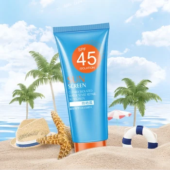 

Moisturizing Body Sunscreen Breathable Cover Blemishes Skin Care SPF 45 Anti UVA / UVB Brightening Waterproof Anti Sun Cream