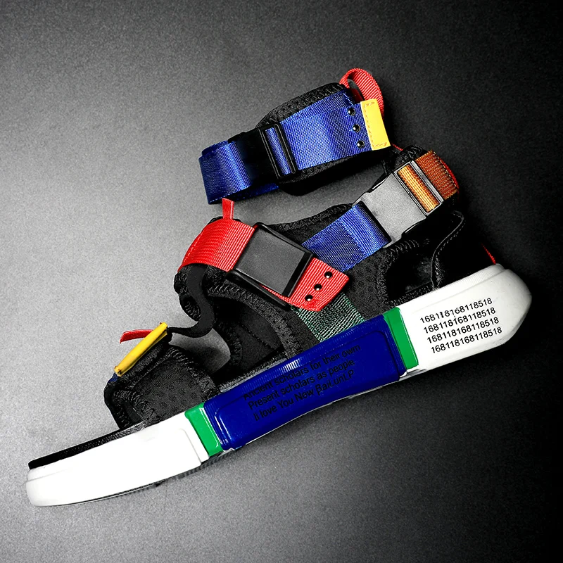 

Meb Summer Shoes Sandals Novelty Design High-Top Colorful Hook And Loop Cool Men Sandals Beach Shoes Sandalias Hombre Casual