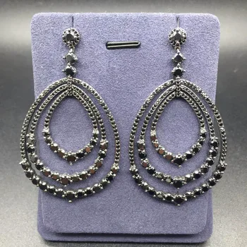 

Luxury Big Oval Three Circle Silver Color High Polished Cubic Zirconia Stone Dangle Earrings For Women Fashion Jewelry Brincos