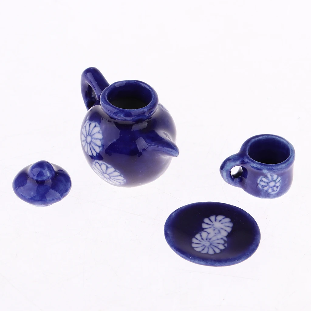 15 Pcs Doll House  Coffe Tea Set Miniature Dining Ware Porcelain Tea Set Dish Cup Plate Dolls Tableware Accesssories