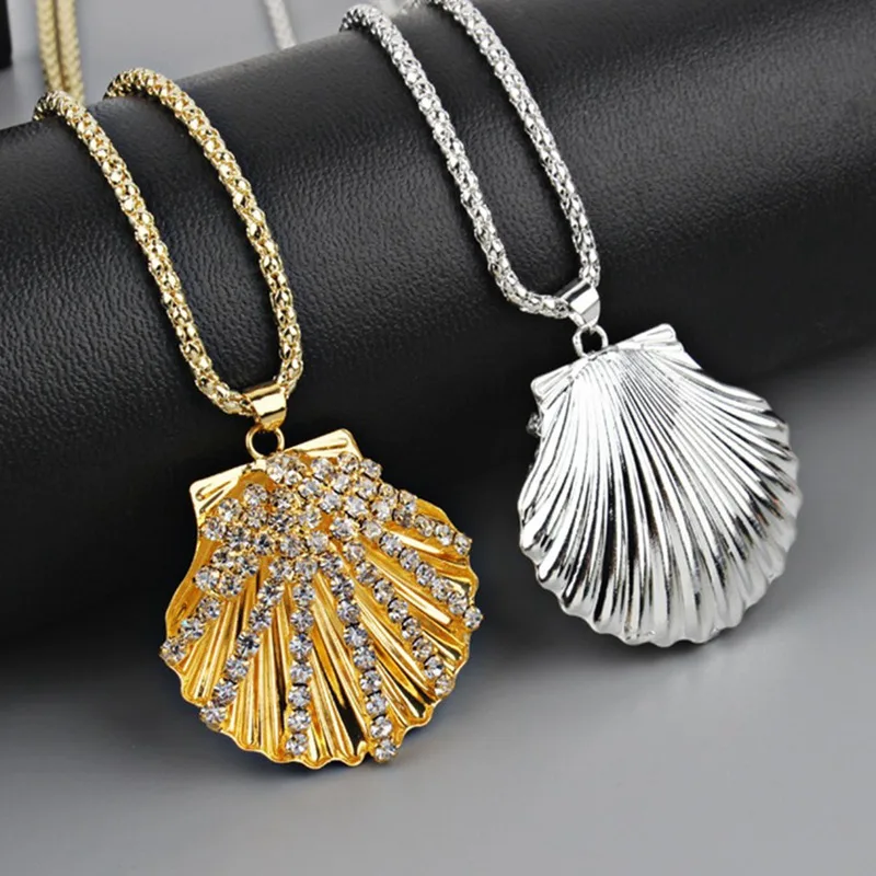 Hot Fashion Big Sale Crystal Rhinestone Seashell Necklace Sea Shell