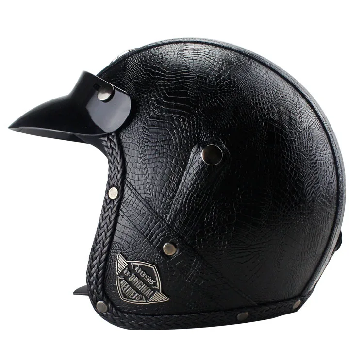 Vega винтажный мотоциклетный шлем для мужчин и женщин, классический ретро дизайн с открытым лицом легкий DOT Сертифицированный для мотоцикла Cruiser M - Цвет: PU Crocodile skin