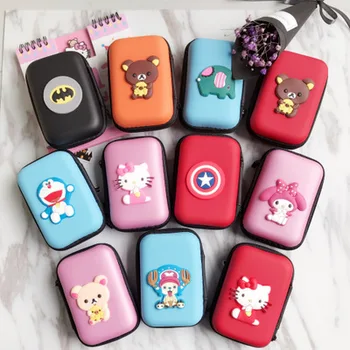 

Cartoon Mini Headset Earbuds Box USB Cable Organizer Zipper Protective Headphone Case Pouch Earphone Storage Bag Coin Purse