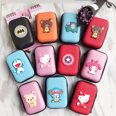 الكرتون سماعة رأس صغيرة سماعات الأذن مربع USB منظم الكابلات سستة واقية سماعة حالة الحقيبة سماعة حقيبة التخزين محفظة نسائية للعملات المعدنية