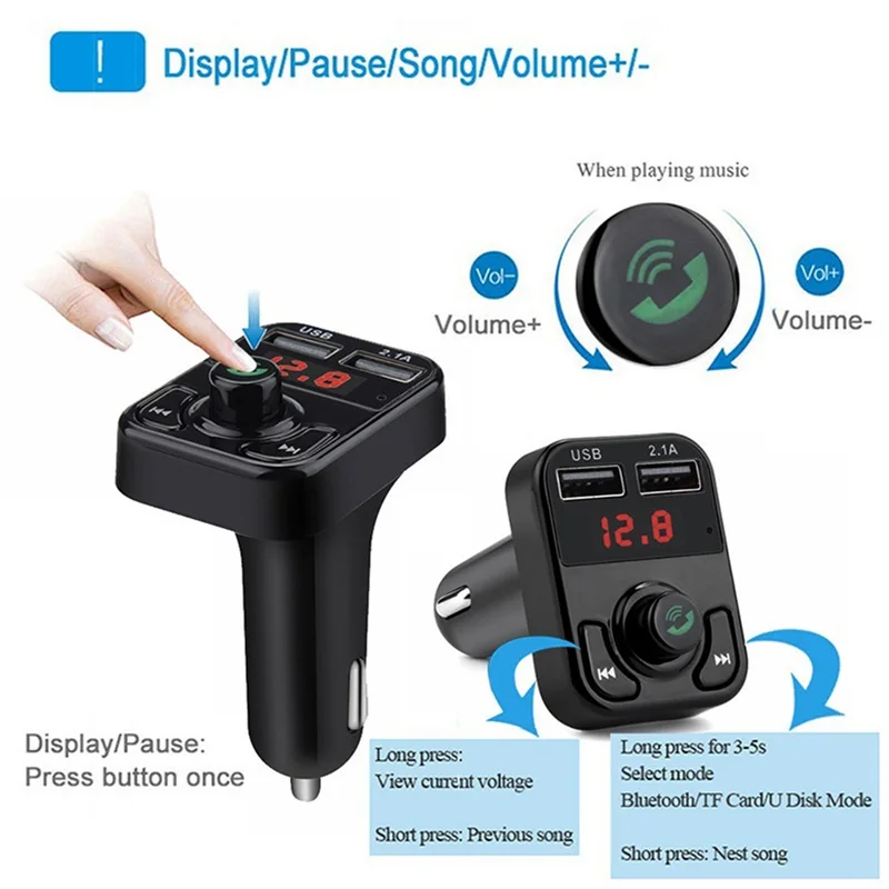 Bluetooth MP3 плеер VicTsing FM передатчик беспроводной радиоадаптер USB зарядное устройство
