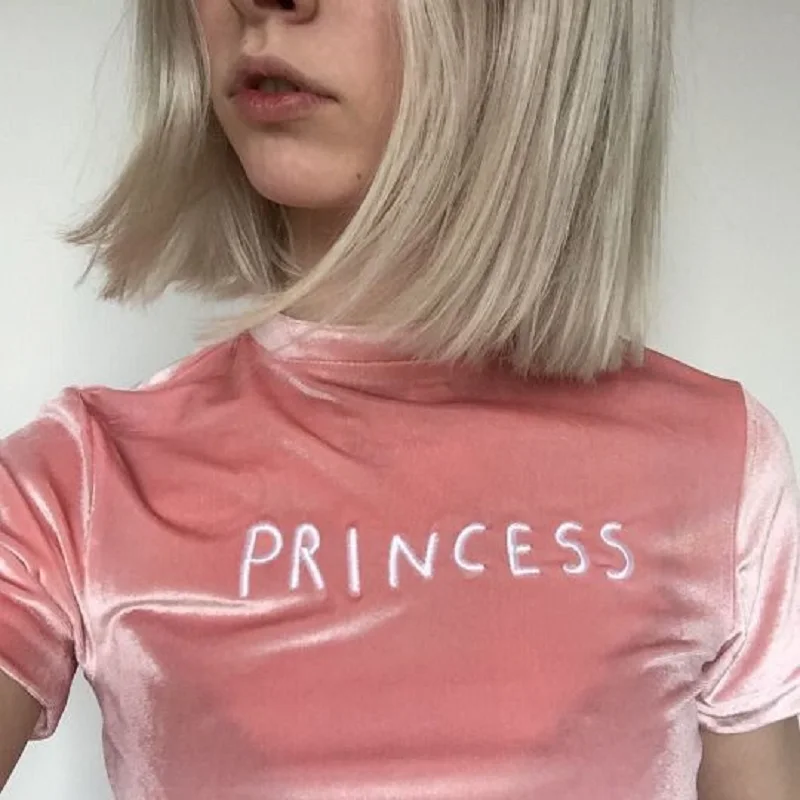Женская бархатная футболка с коротким рукавом вышивкой в виде букв|fashion tumblr|tumblr