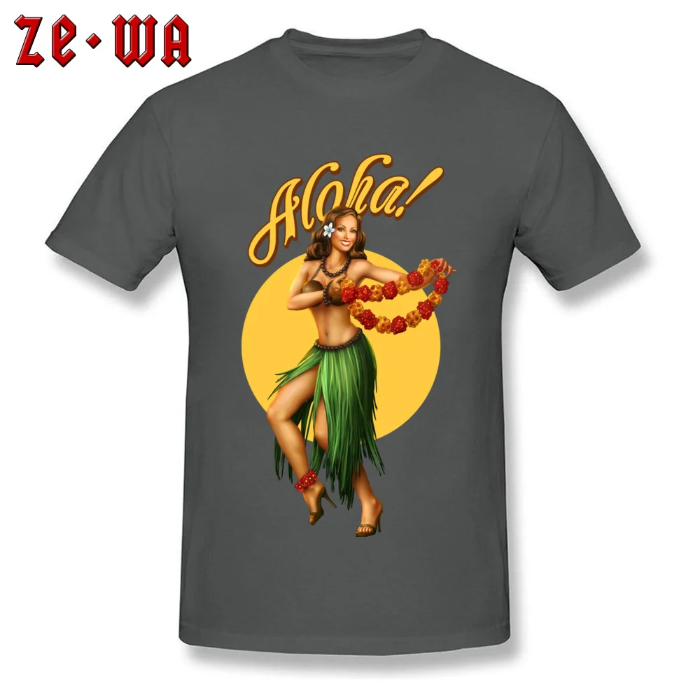 Faddish Mens T Shirt Aloha pin up Leisure Tops Tees 100% Cotton Short Sleeve Family Tees Round Neck Free Shipping Aloha pin up carbon