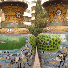 Китайский королевский Старый Медь перегородчатой сосна японского журавля Горшок Ваза Пара 8.02