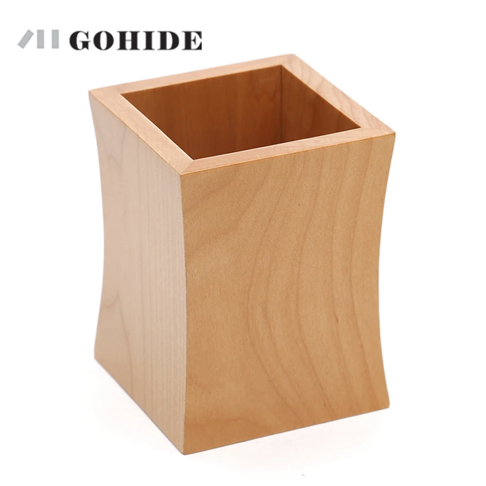 JUH Pen Holder Square Wood Creative Fashion Office Supplies Stationery