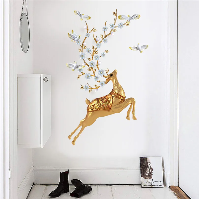Wall Sticker Long Deer Home Decoration New DIY Family Home Wall Sticker Removable Mural Decals Vinyl Art Room Decor  (5)