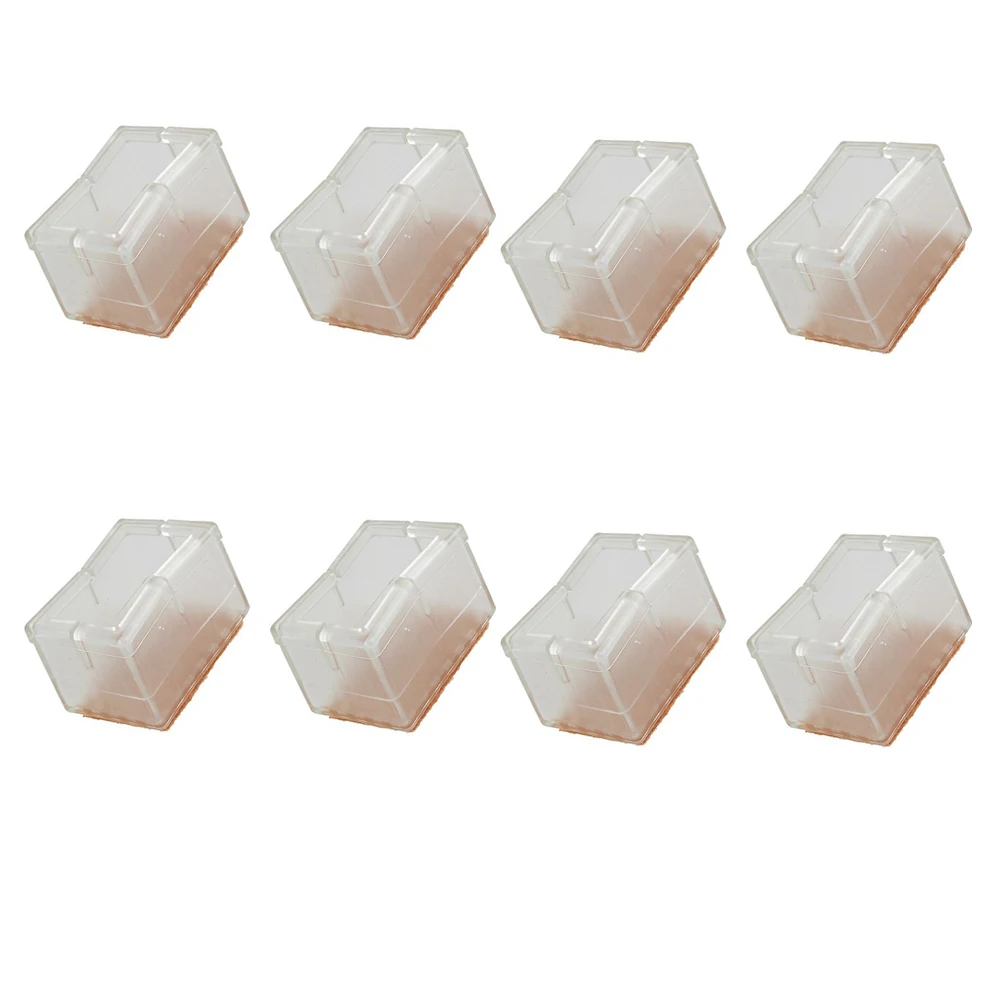 

8pcs Rectangular Transparent Chair Leg Caps Feet Pads Furniture Table Covers Wood Floor Protectors