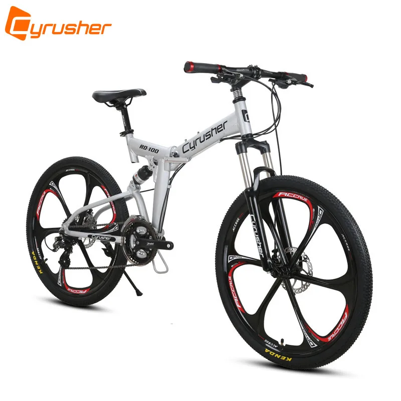 Sale Cyrusher RD100 Folding Mountain Bike Full Suspension frame road Bicycle 24 Speeds 26X17 Inch Double Disc Brakes MTB bike 0 Sale Cyrusher RD100 Folding Mountain Bike Full Suspension frame road Bicycle 24 Speeds 26X17 Inch Double Disc Brakes MTB bike 0