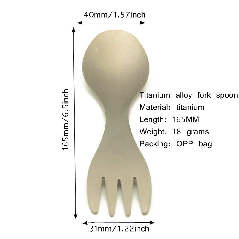 Кемпинг Titanium Fork Spoon Двойного Назначения Сверхлегкий Titanium Spoon Кемпинг Посуда Для походов Приготовления пищи на открытом воздухе Туризм Поставки