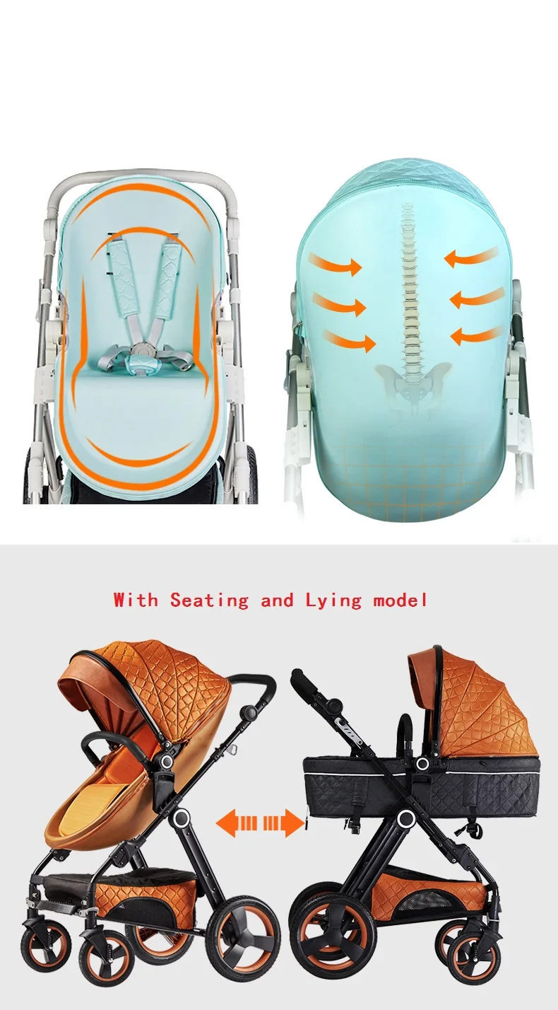 Baby Stroller High Landscape Carriage 2018 New 2 in 1 Pram Similar to Aulon
