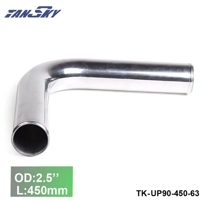 

63mm 2.5"OD Inlet Aluminum 90 Degree Turbo/Intake/Intercooler Elbow Piping L: 450mm For Mustang GT V8 TK-UP90-450-63