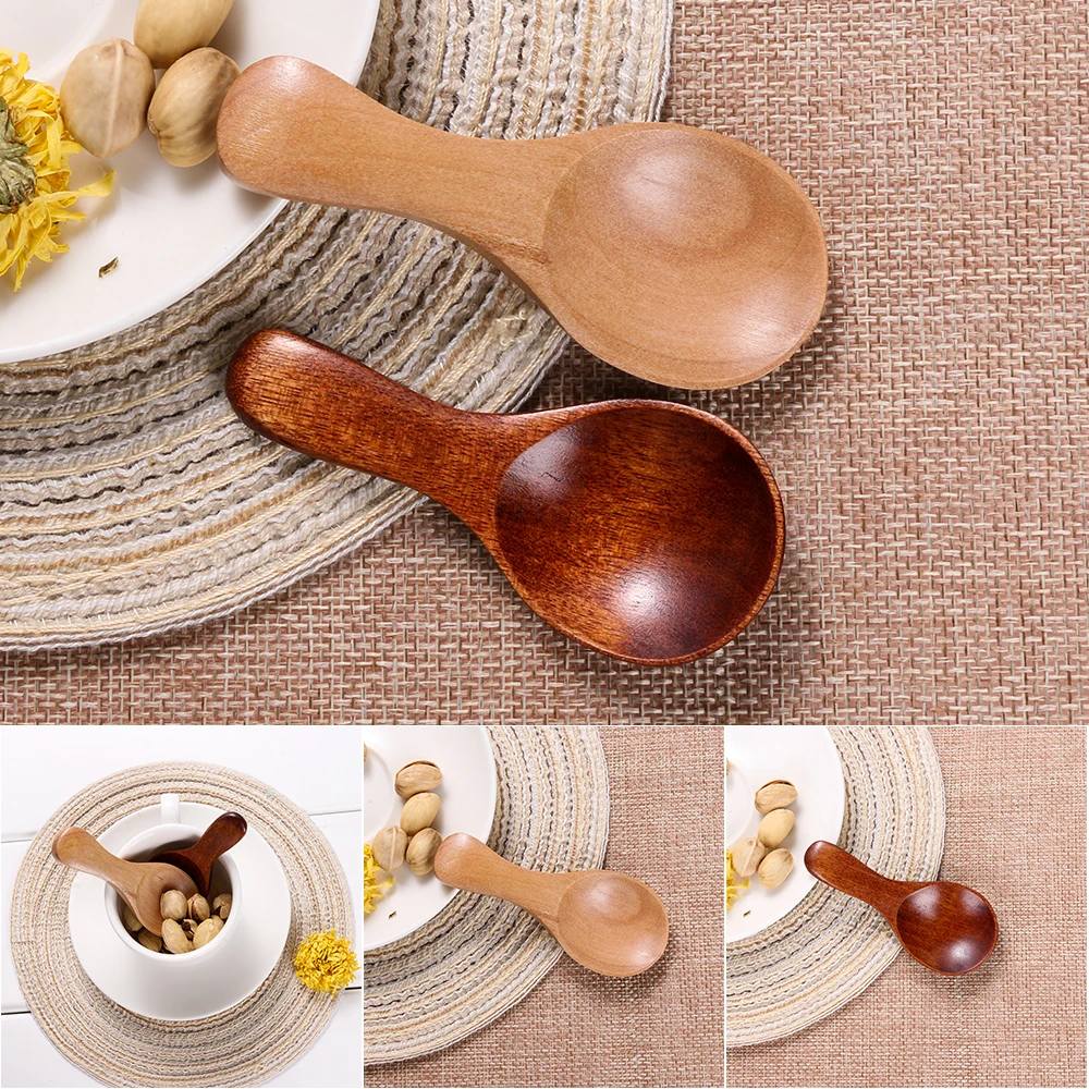 

Fashion Wood Condiment Scoop Flatware Coffee Tea Small Mini Sugar Spoon Salt Wood Spoons Cooking Tools Kitchen Gadgets 1Pcs