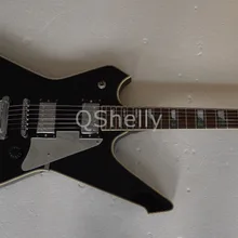 Высокое качество QShelly Пользовательские черный мочалка PS2000 зеркало накладки звезда тремоло белая электрическая гитара С ПЕРЕПЛЕТОМ