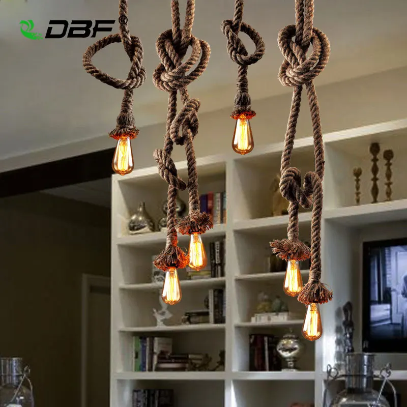 

[DBF]Vintage Rope Pendant Light Loft Creative Personality Style Loft Pendant Light Vintage Industrial For Living Room Bar Cafe