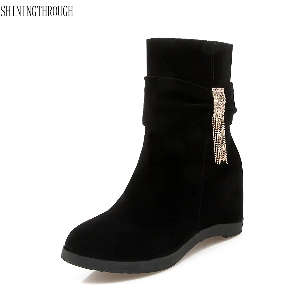 

2018 New sexy ankle boots autumn winter women boots high heels boots woman ladies dress shoes black red large size 34-43