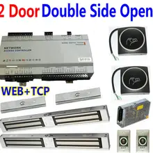 Двухдверная панель управления веб-доступ IP+ TCP/IP+ 2 новых RFID считыватель карт+ 2 выхода+ 2 двери двойной боковой открытый магнитный замок+ ПК комплект программного обеспечения
