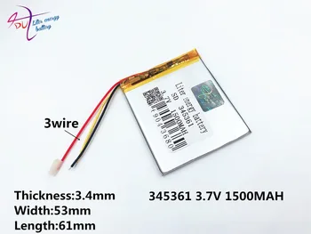 

3 line Liter energy battery 345361 3.7V 1500mAh 355060 Lithium Polymer Li-Po Rechargeable Battery For Mp3 MP4