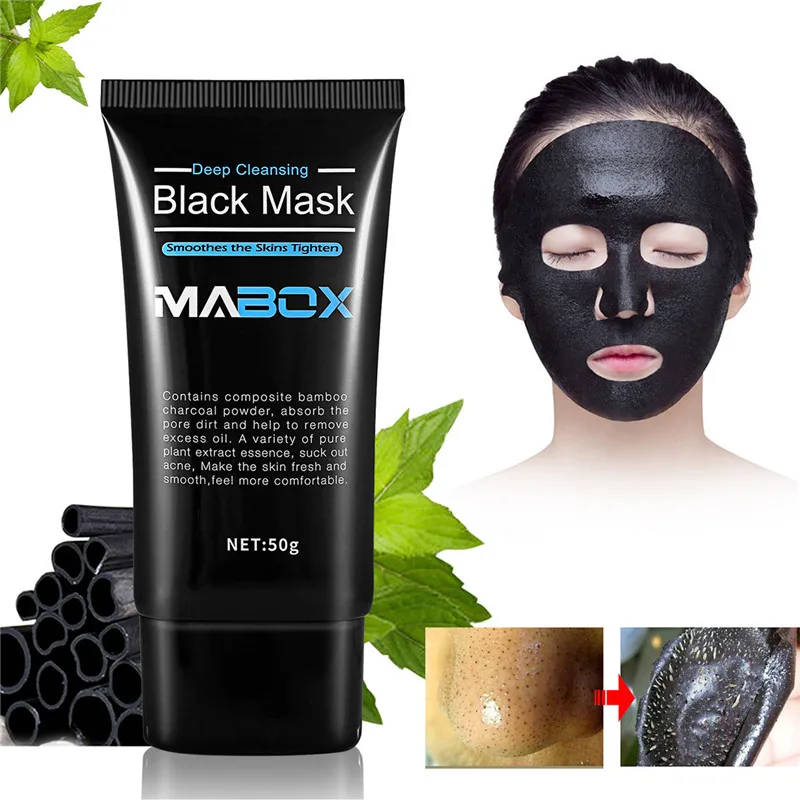 

Suction Black Mask Bamboo Charcoal Blackhead Remover Nasal Paste Mud Shrink Pores Deep Clean Acne Printing Acne Skin Care