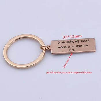 

Personalized Letter Keychain Engraved Drive Safe My Whole World Is In That Car Key Ring For Boyfriend Husband Safe Tag