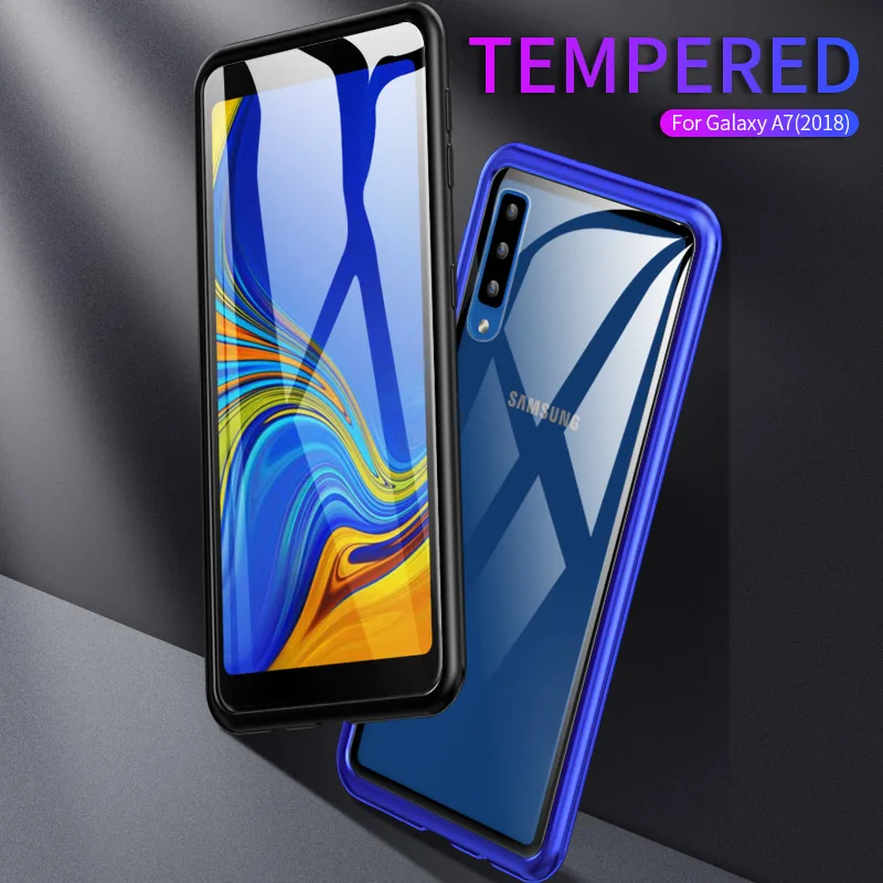 Алюминий металлическая крышка для samsung Galaxy A7 2018 случай моды Металл закаленное