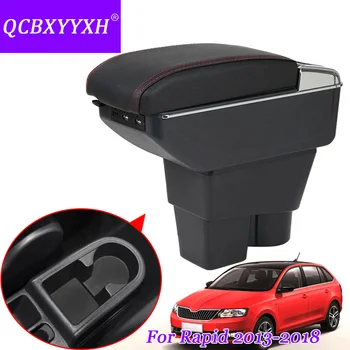 

QCBXYYXH Car Styling PU Leather Car Armest Storage Box Cover For Skoda Rapid 2013-2018 Internal Decorations Auto Interior Frame