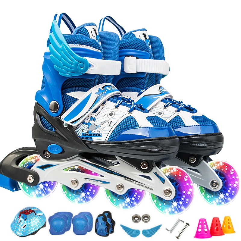 جديد بوي فتاة الأطفال حذاء تزلج بعجلات قابل للتعديل حجم وامض الأسطوانة التزلج الأحذية للأطفال
