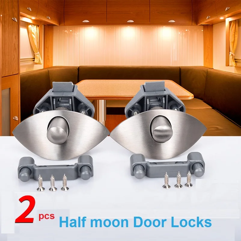 2xZinc Alloy Half Moon Handle Push Lock Latch Knob Caravan