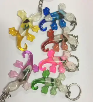 

Free Shipping 18 pcs lovely gecko totem fashion style jewelry specimen keychain