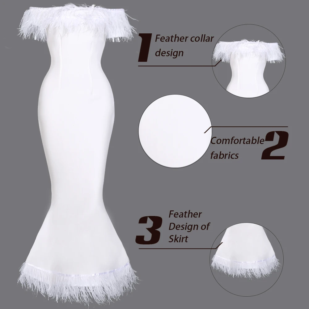 Yesexy, элегантное женское платье без рукавов с вырезом лодочкой и открытыми плечами, одноцветное, с перьями, для вечеринок, женские платья, vestidos VR19501