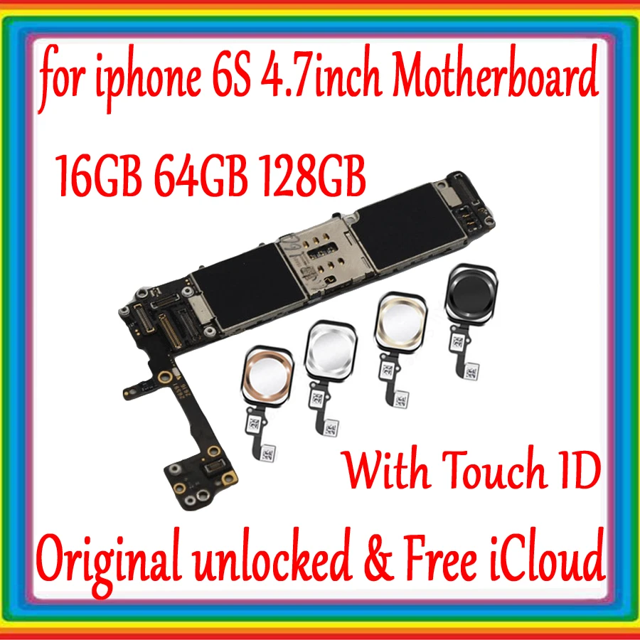 

Factory unlocked for iphone 6S 4.7inch Motherboard With/ Without Touch ID 100% Original for iphone 6S Mainboard with IOS System