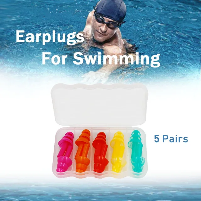 5 pairs Waterproof Swimming Silicone Swim Earplugs Ear Plugs for Swimming on