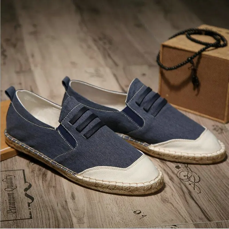 New Designer Fashion Male Loafers Flats Ramie Sole Shoes Men's Shoes Casual Fisherman Shoes Linen Canvas Espadrilles LF-35
