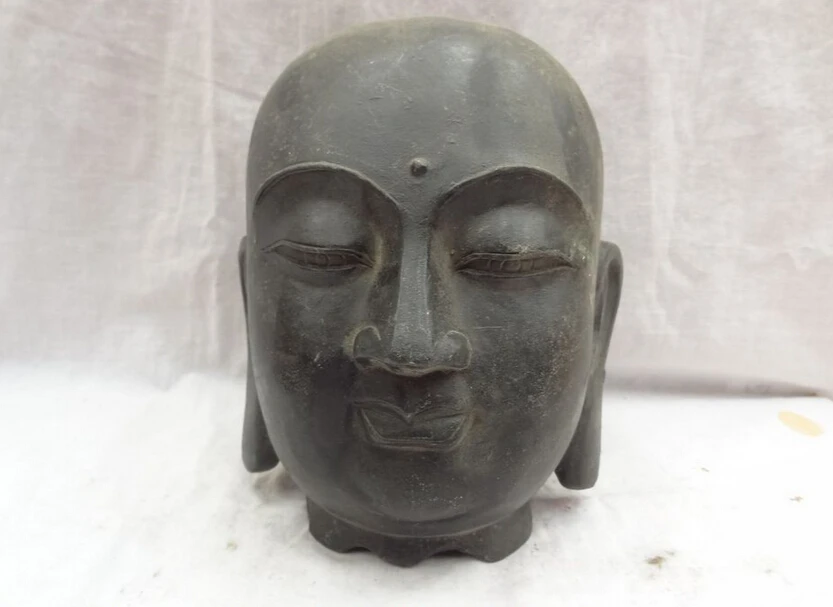 

Collectible bronze S1231 9" Chinese Bronze Temple Tang Seng Monk SanZang Kshitigarbha Buddha Head Statue