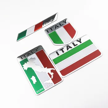 

3D Aluminum Car Italian Italy Map National Flag Sticker Emblem Decal For Toyota Opel Peugeot Nissan Jeep Alfa Romeo Dacia Audi